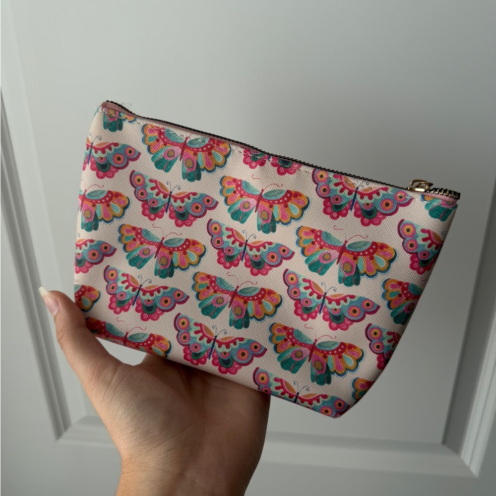 multi-color butterfly makeup bag